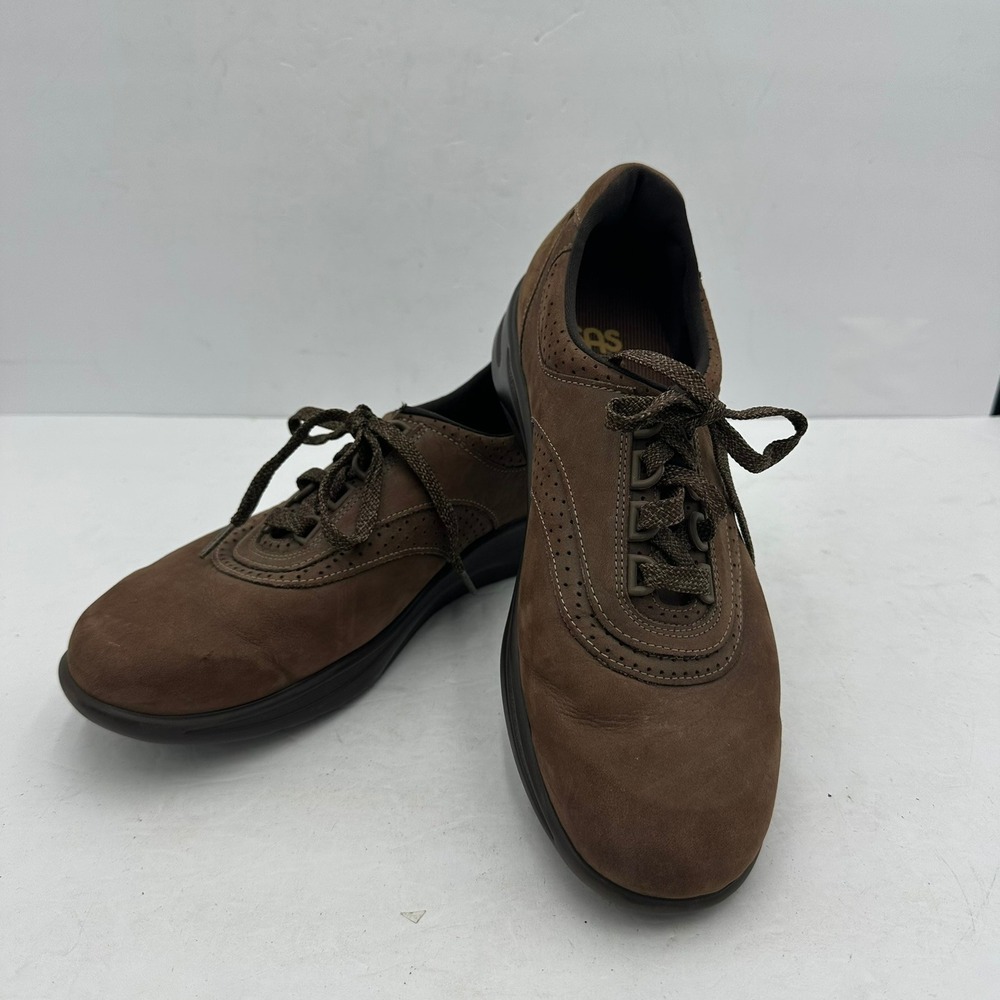 SAS Walk Easy Mens 11 M Brown Nubuck Leather Walking Comfort Shoes Made in USA